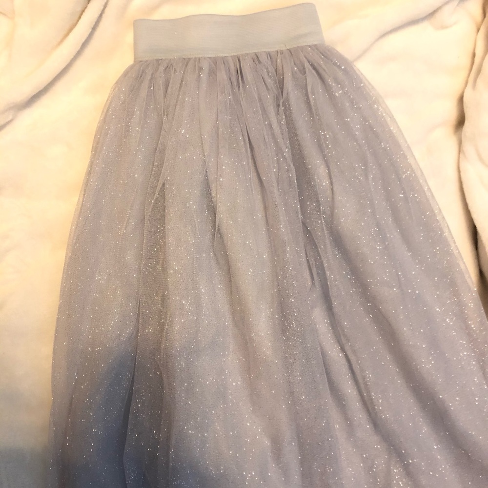 Silver glitter tea length skirt
